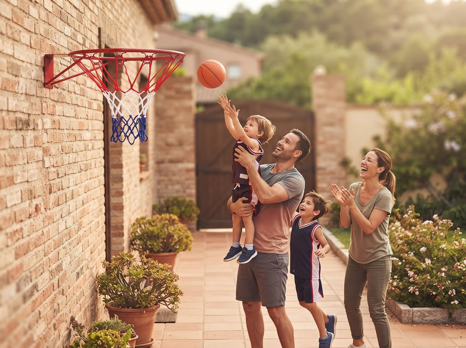 Wall Mounted Basketball Hoop with Net - Red Steel Rim for Indoor & Outdoor Practice - Image 3