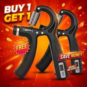 Adjustable Hand Grip Strengthener with Digital Counter (5-60 KG) - Black