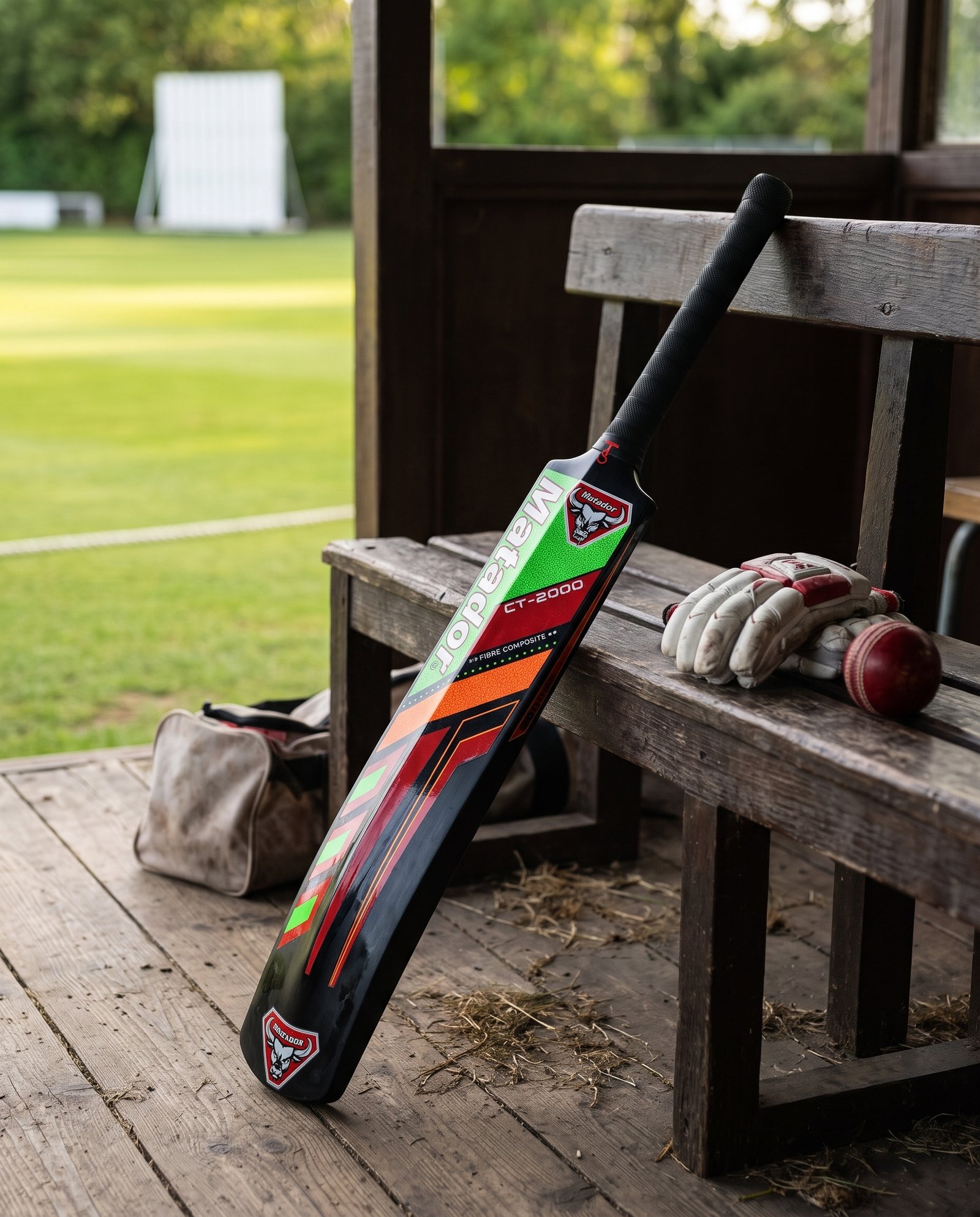 Matador CT-2000 Fibre Composite Cricket Bat - Black, Green & Red Hard Tape Ball Bat - Image 2