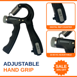 Adjustable Hand Gripper with Rep Counter – Black