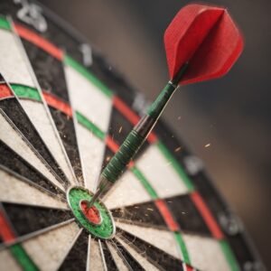 Double-Sided Dart Board Set with 6 Darts and Leather Pouch